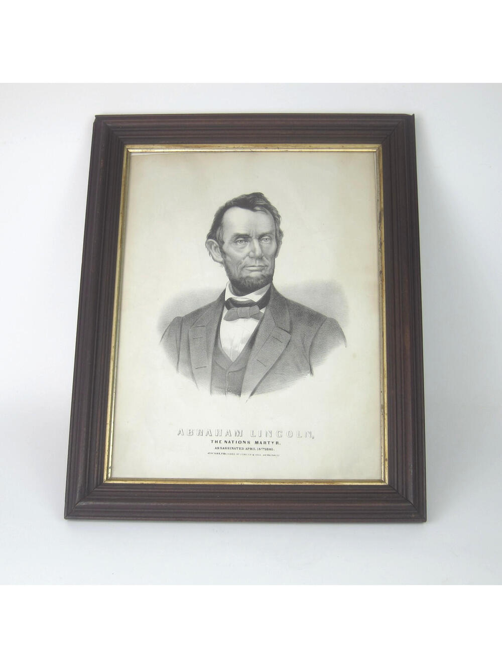 Currier & Ives Lithograph Print Abraham Lincoln The Nations Martyr Frame 1866-72